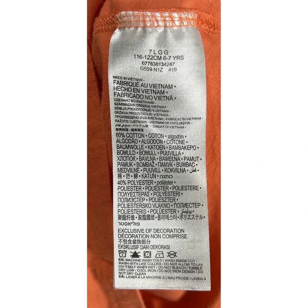 The Nike Tee Size Large Boys Orange‎ Printed Short Sleeve Athletic T-Shirt